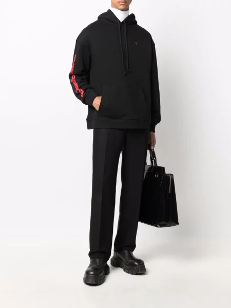 Raštuotas džemperis su gobtuvu Raf Simons juoda