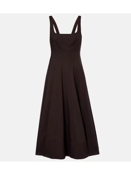 Rochie midi Staud plisată până la genunchi de costum maro