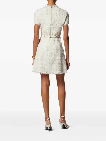 Mała sukienka mini Versace w kratkę garniturowa biała