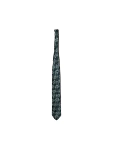 Krawat Zegna w geometryczne wzory żakardowy zielony