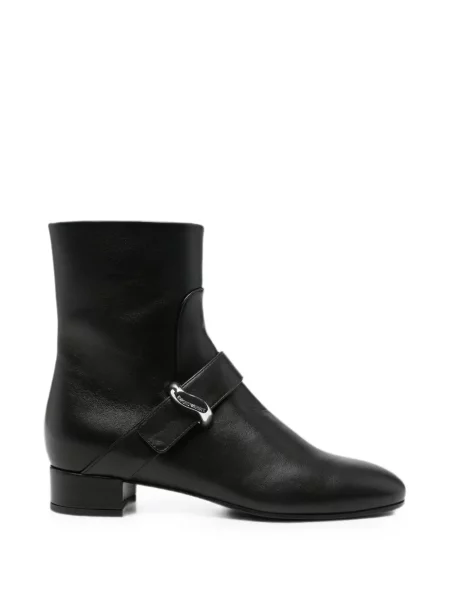 Botine Emporio Armani din piele cu cataramă negru