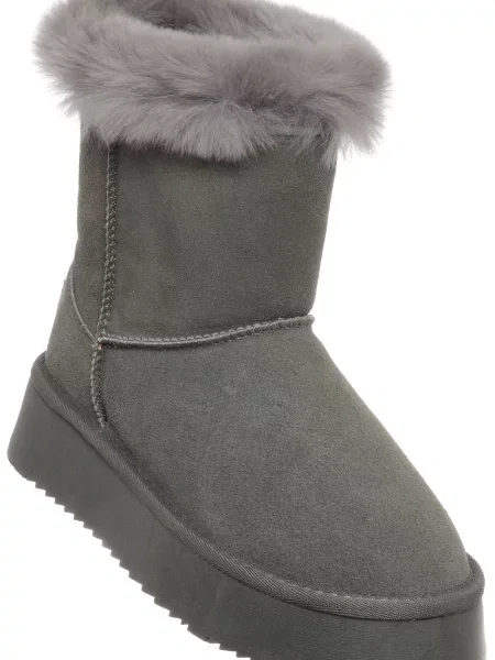 Botine Solo Soprani Couture din piele gri