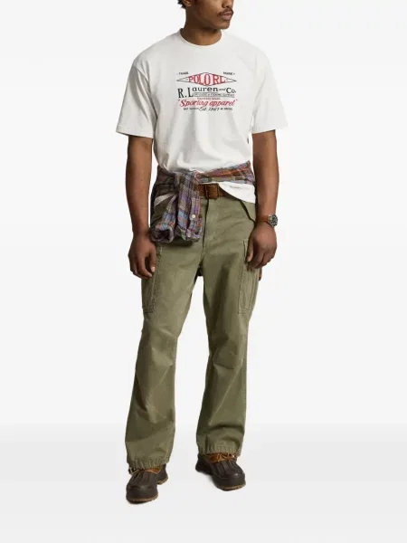 Kockás puplin pólóing Polo Ralph Lauren nyomtatás fehér
