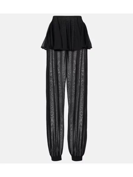Przezroczyste spodnie Alaïa z wysoką talią czarne