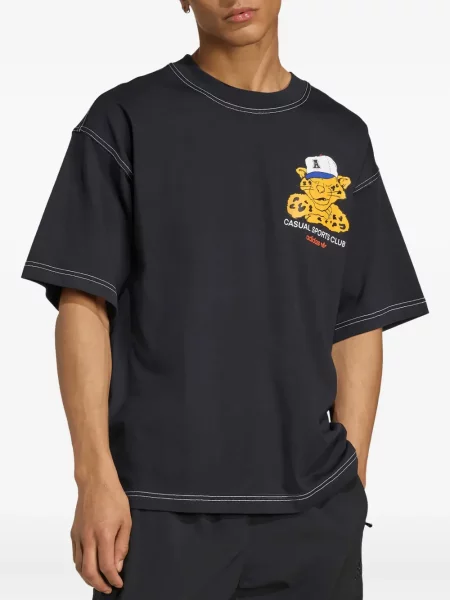 Pruhované tričko Adidas bez rukávů jersey černé