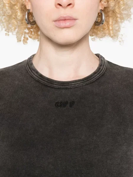 Tricou Off-white cu broderie alb