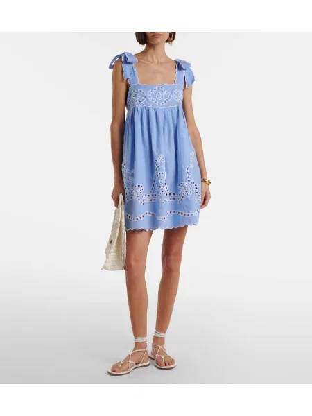 Rochie Juliet Dunn cu broderie albastru