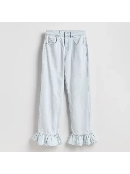 Reserved Široké džíny s volánky modrá