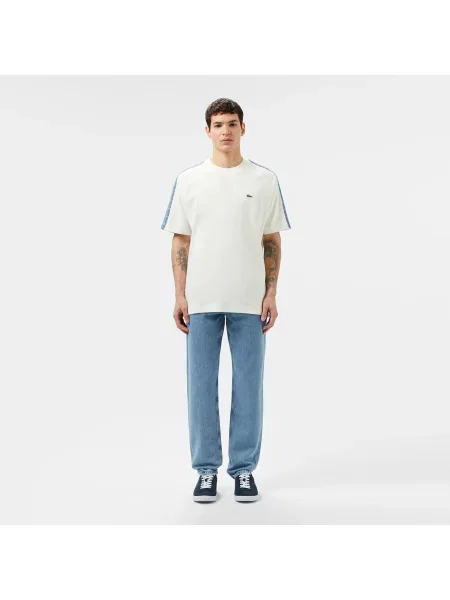 Lacoste T-Shirt Z Okrągłym Dekoltem Z Nadrukiem Oversize biały