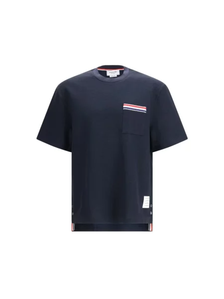 Haftowana koszulka Thom Browne niebieska