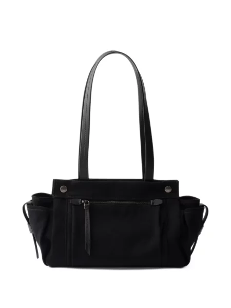Кожена шопинг чанта Prada черно