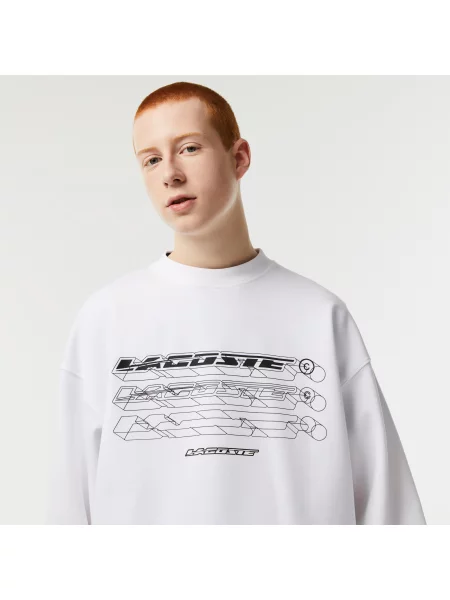 Lacoste Bluza Z Logo O Luźnym Kroju biała