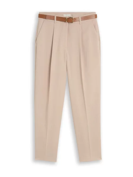 TOM TAILOR Pantaloni cu dungă cappuccino maro