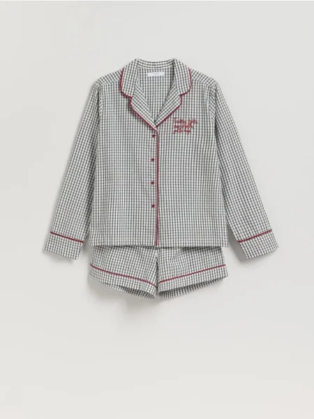 Reserved Dwuczęściowa piżama w kratkę granatowy