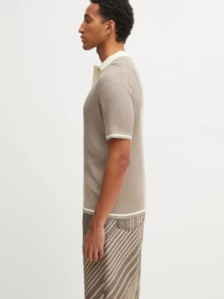 Filling Pieces μπλουζάκι πόλο Fine Knit Polo μπεζ