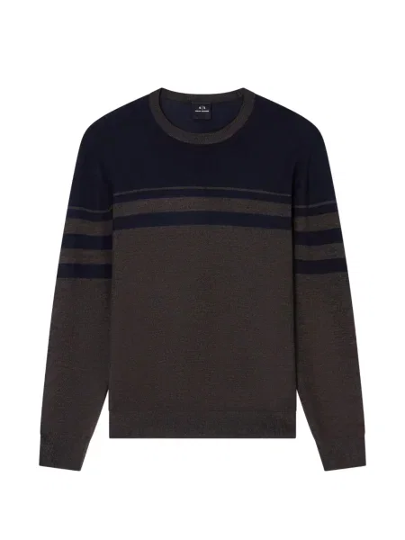 Pulover Armani Exchange cu dungi cu decolteu rotund maro
