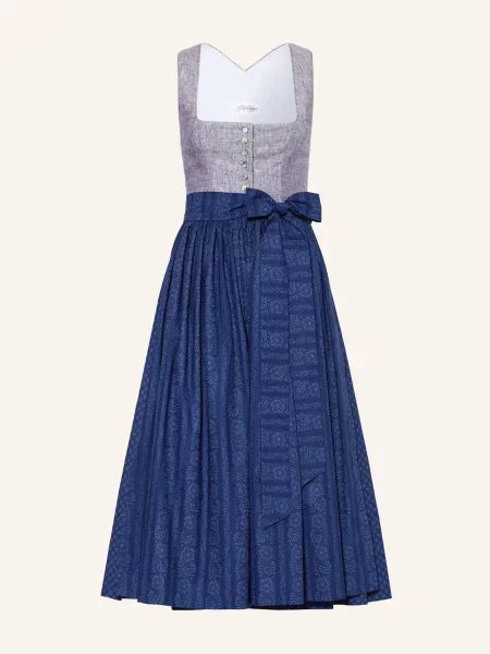 Grasegger Sukienka Bawarska Z Lnu Brianna blau granatowa