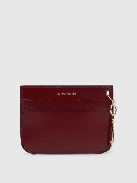 Шкіряний картхолдер з підвіскою Givenchy бордовий