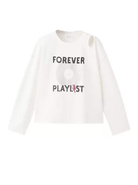MANGO KIDS Tricou FOREVER negru / argintiu alb