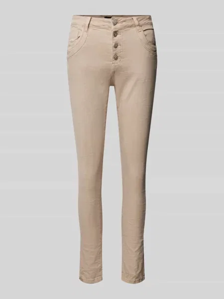 Jeansy o kroju skinny fit z 5 Miss Goodlife beżowe