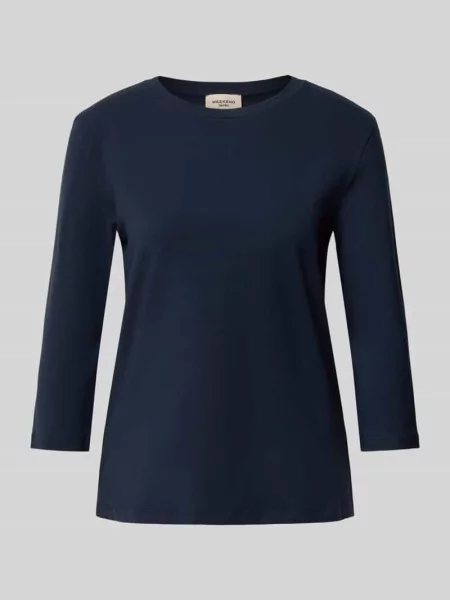 Krój regular fit bluzka z rękawem o dł. z mieszanki bawełny model MULTIA' Weekend Max Mara granatowa