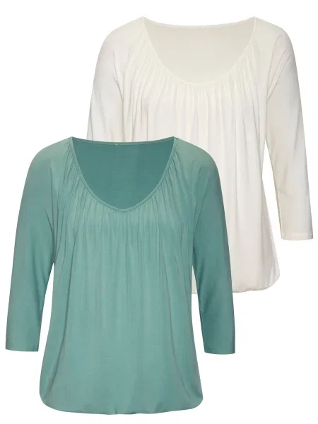 LASCANA Majica turkizna bela