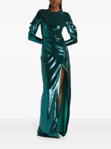 Rochie maxi Genny cu paiete de costum verde