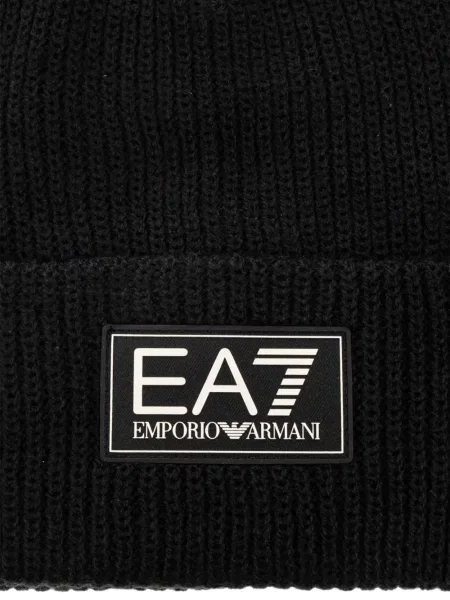 Căciulă Ea7 Emporio Armani tricotate cu autograf negru