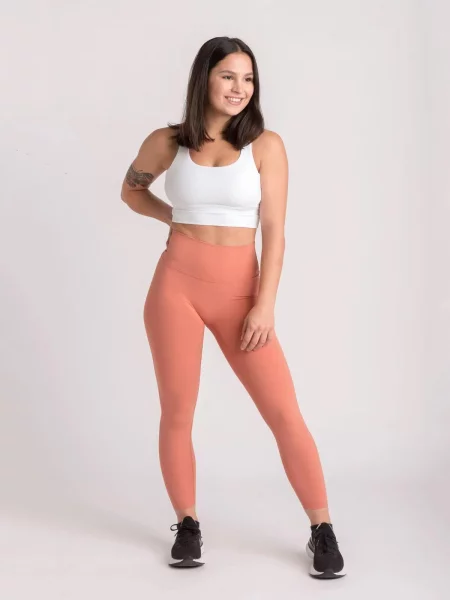 Legginsy na jogę i pilates bez przedniego szwu – łososiowy różowe