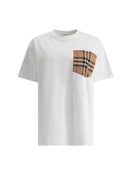 Koszulka Burberry żakardowa w kratkę biała