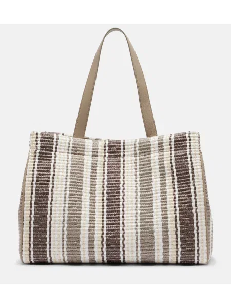 Geantă shopper Brunello Cucinelli cu dungi gri