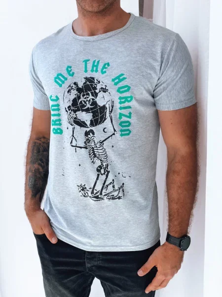 T-shirt z nadrukiem jasnoszary Dstreet
