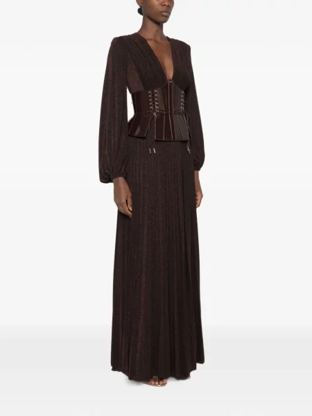 Rochie maxi Elisabetta Franchi cu decolteu în V maro