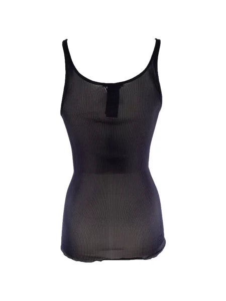Top Prada tricotate cu autograf albastru