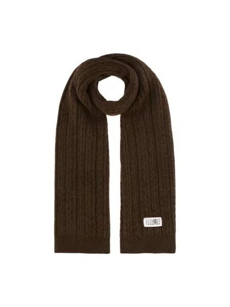 Szal Mm6 Maison Margiela wełniana brązowa