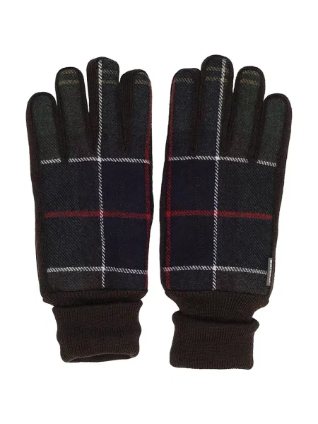 Kockás kesztyű Barbour barna