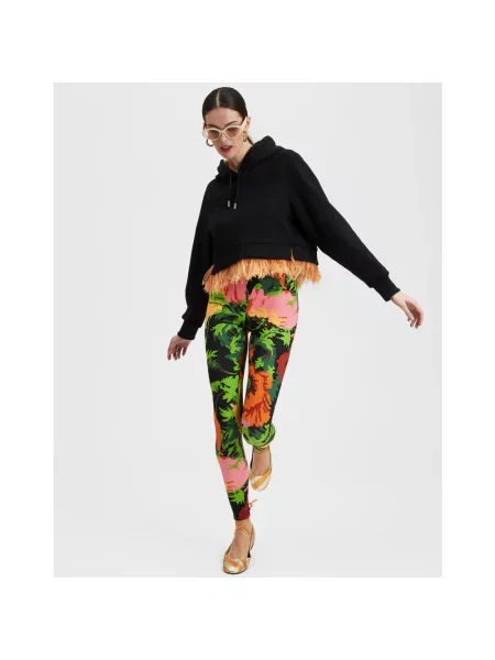 Bluza z kapturem La Doublej w piórka czarna