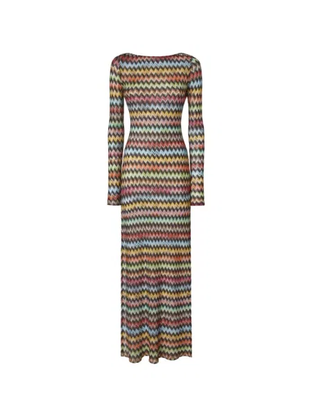 Rochie maxi Missoni lungă de costum maro