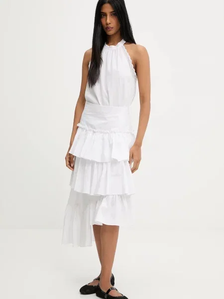 Answear Lab spódnica midi rozkloszowana biały