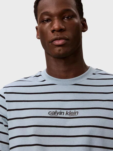 Футболка Calvin Klein в полоску с лого голубая