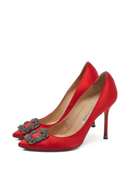 Pantofi cu toc Manolo Blahnik cu cataramă roșu