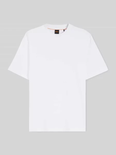 T-shirt z czystej bawełny o kroju regular fit model TE_INTERLOCK' Boss Orange biała