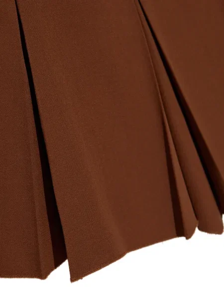 Fusta plisata Marni de lână plisată maro