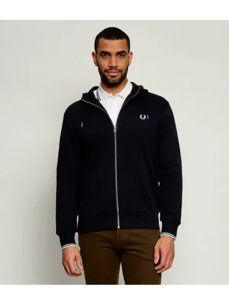 Hanorac FRED PERRY Hooded Zip Through Sweatshirt Black L negru
