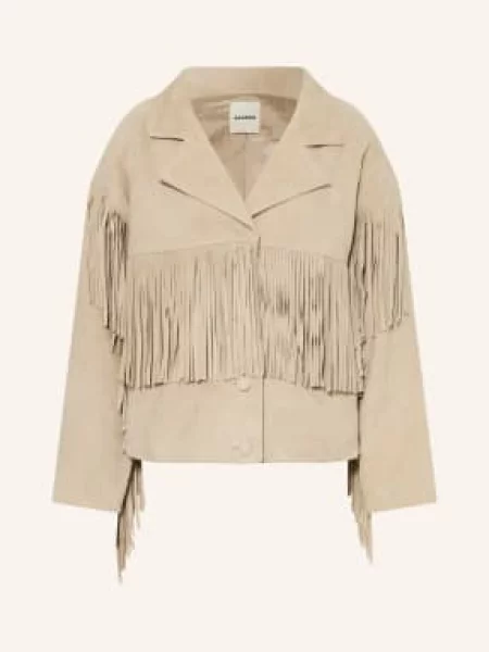 Sandro Kurtka Skórzana beige beżowa