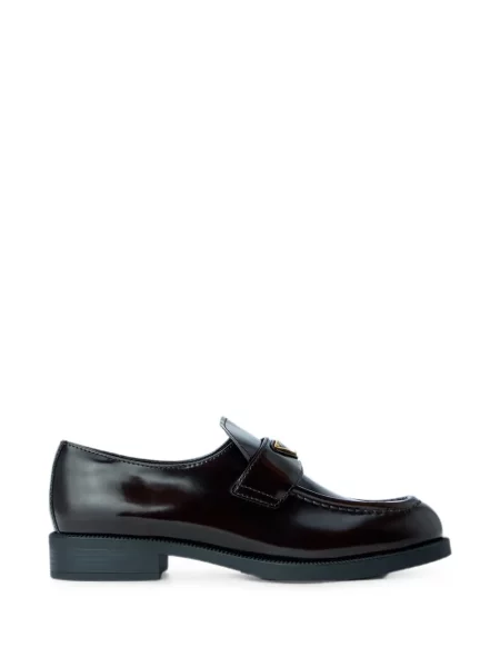 Pantofi loafer Prada cu autograf maro