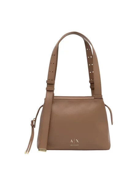 Armani Exchange torebka z imitacji skóry beżowa