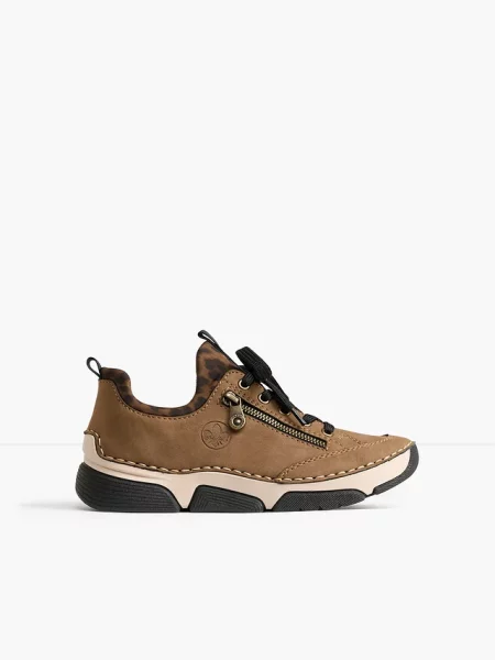 Komfortowe sneakersy marki Rieker z wyściełaną wkładką brązowe