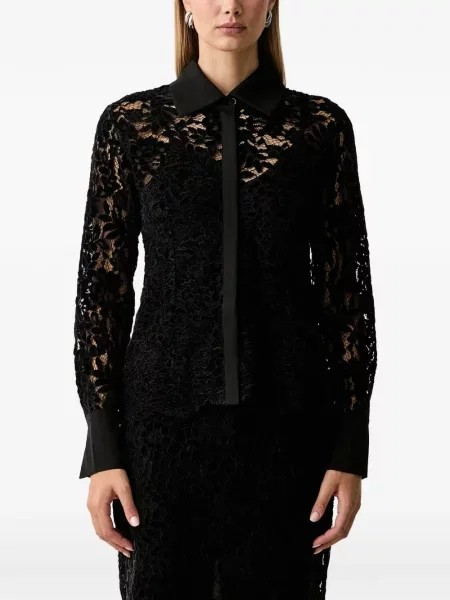 Cămașă Twinset cu model floral din dantelă negru