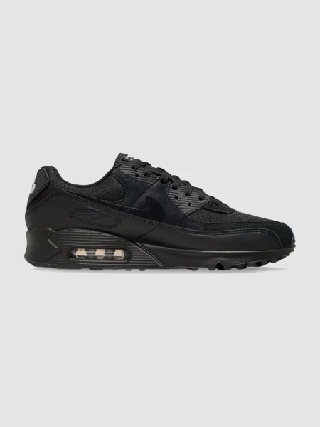 Кожаные повседневные кроссовки Nike Air Max 90 черные